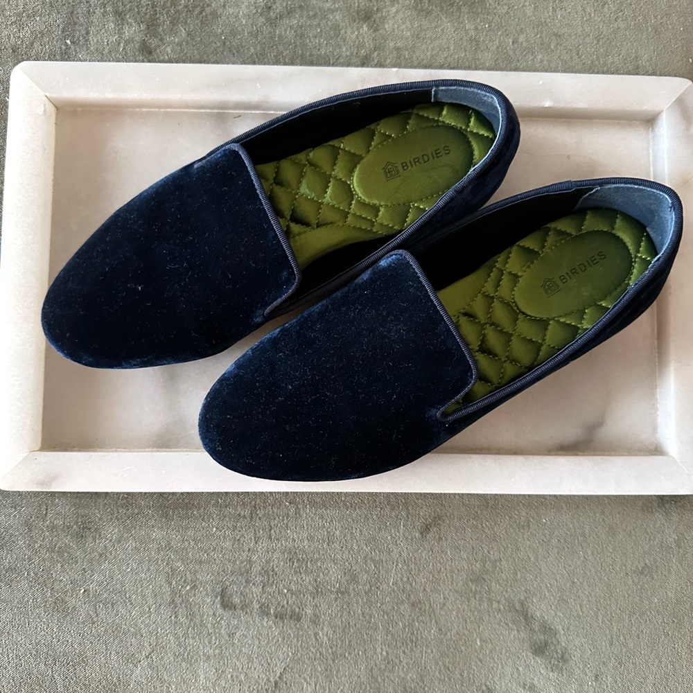 Birdies Navy Velvet Loafers